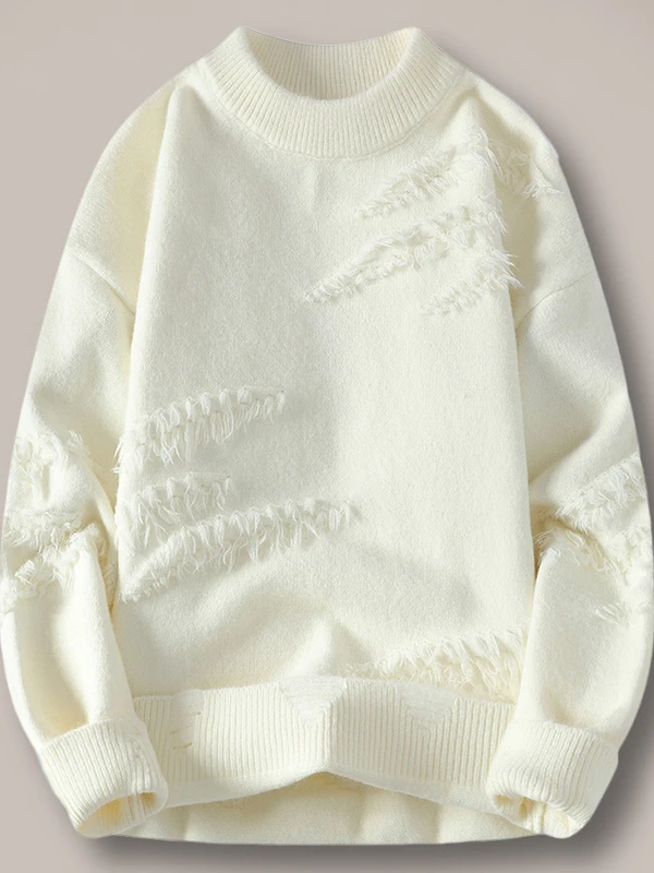 

Autumn Winter Thiened Fce Lined M Knitted Sweater Youth Korean Sle Faion Mink Velvet Casual Sle ort Length