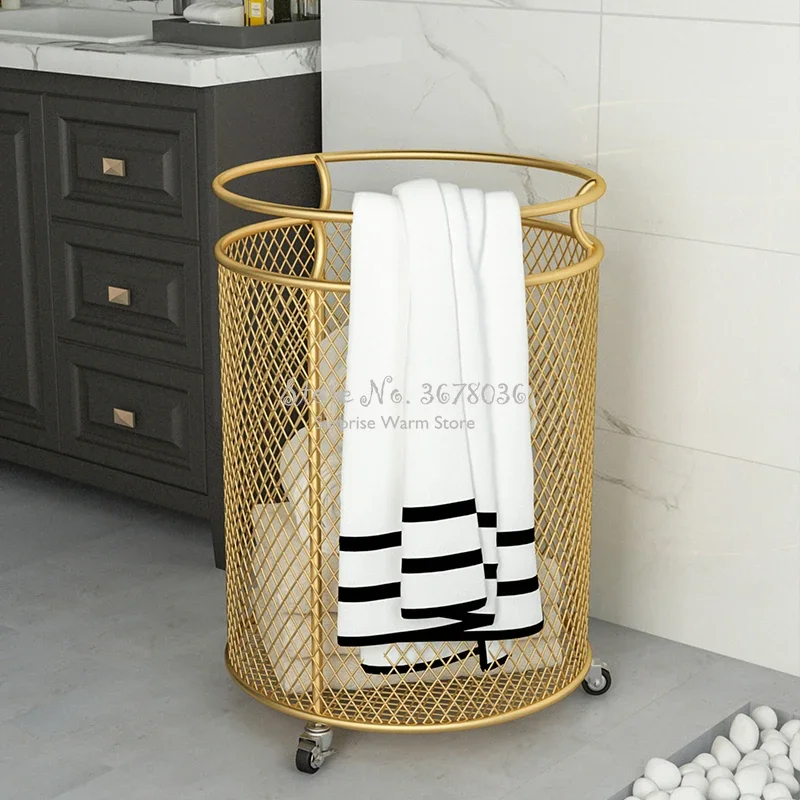 High Quality Laundry Hamper Metal Dirty Clothes Organizer Cylindrical Bathroom Sorter Storage Tools Compact Laundry Basket