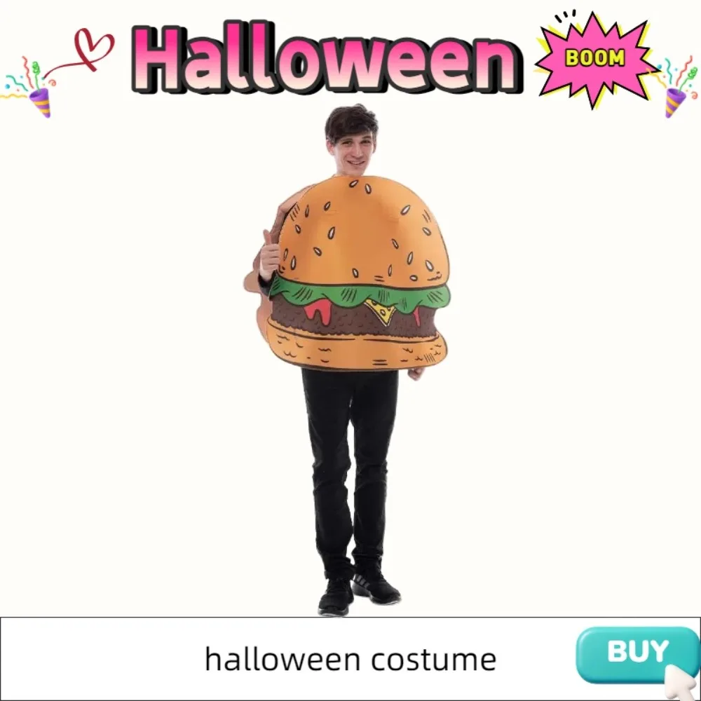 Fantasia de esponja compuesta: roupa de hambúrguer para atmosfera de festa de bar