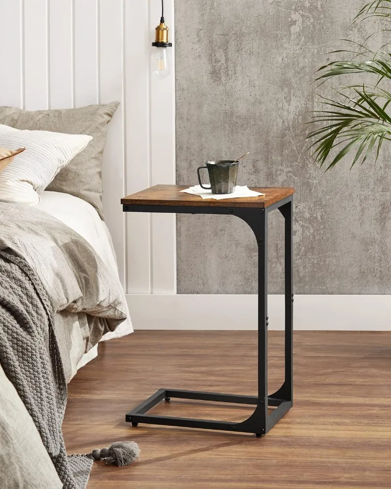 VASAGLE C-Shaped End Table, Small Side Table for Couch, Sofa Table with Metal Frame for Living Room, Bedroom, Bedside