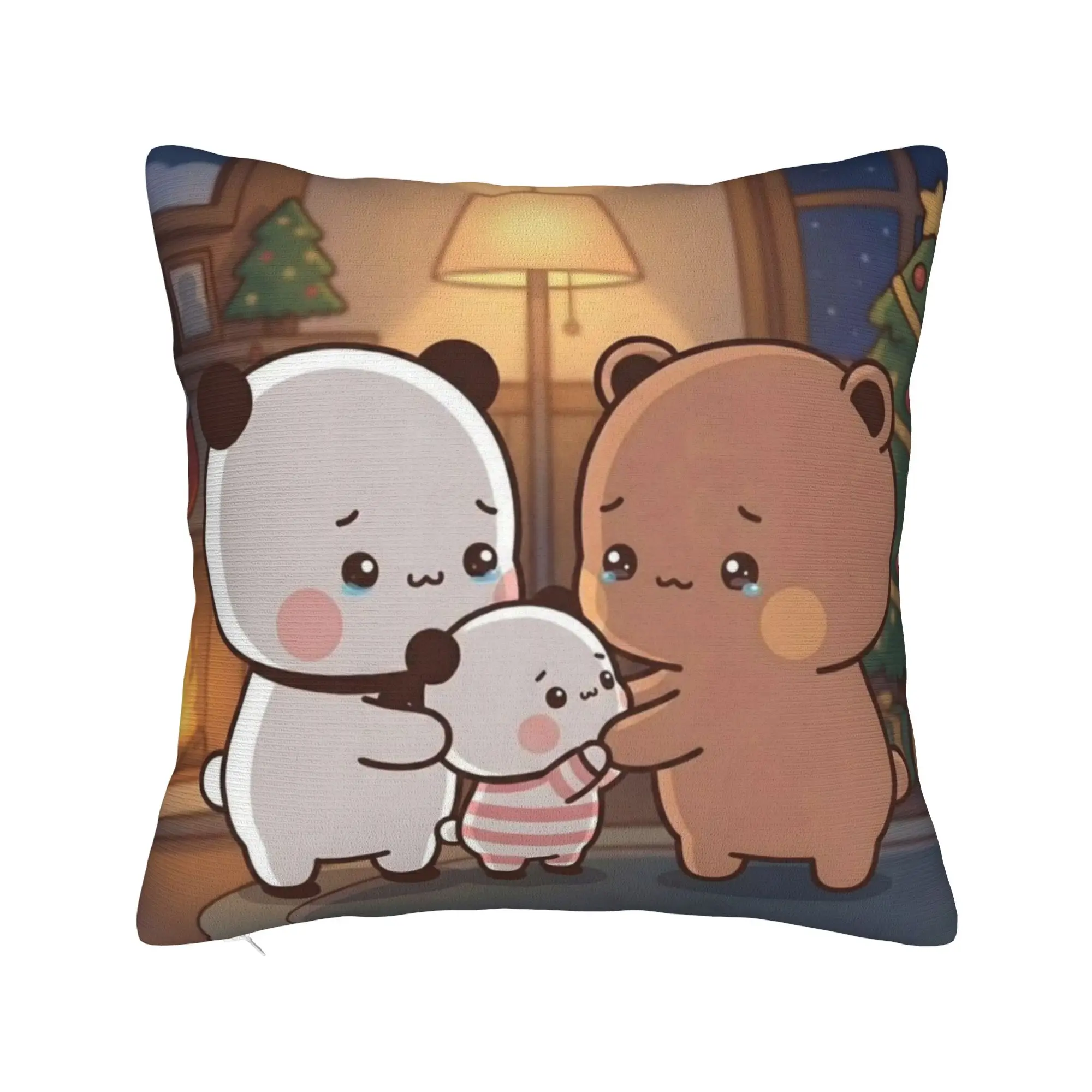 Cartoon Panda Bubu Dudu Family Pillowcase Polyester Cushion Cover Decorative  Pillow Case Cover Living Room Zipper 45*45cm