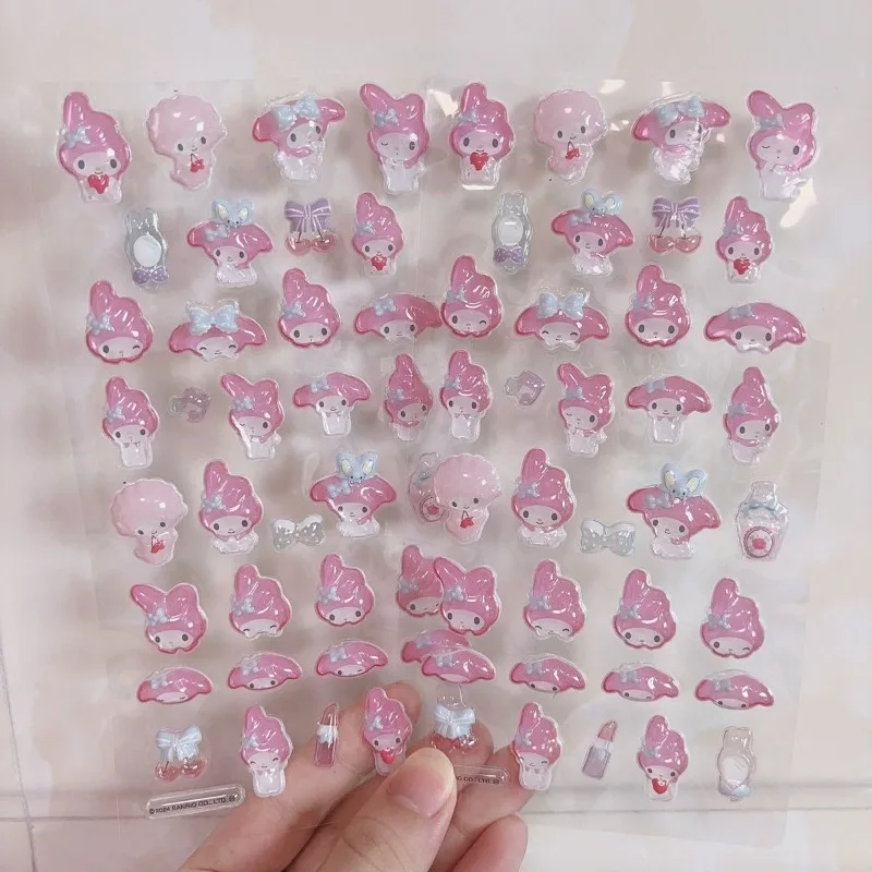 

Cartoon Sanrio Characters Kuromi My Melody 3D Three-dimensional Embossed Luminous Stickers Cute Creative DIY Decoration Sticker