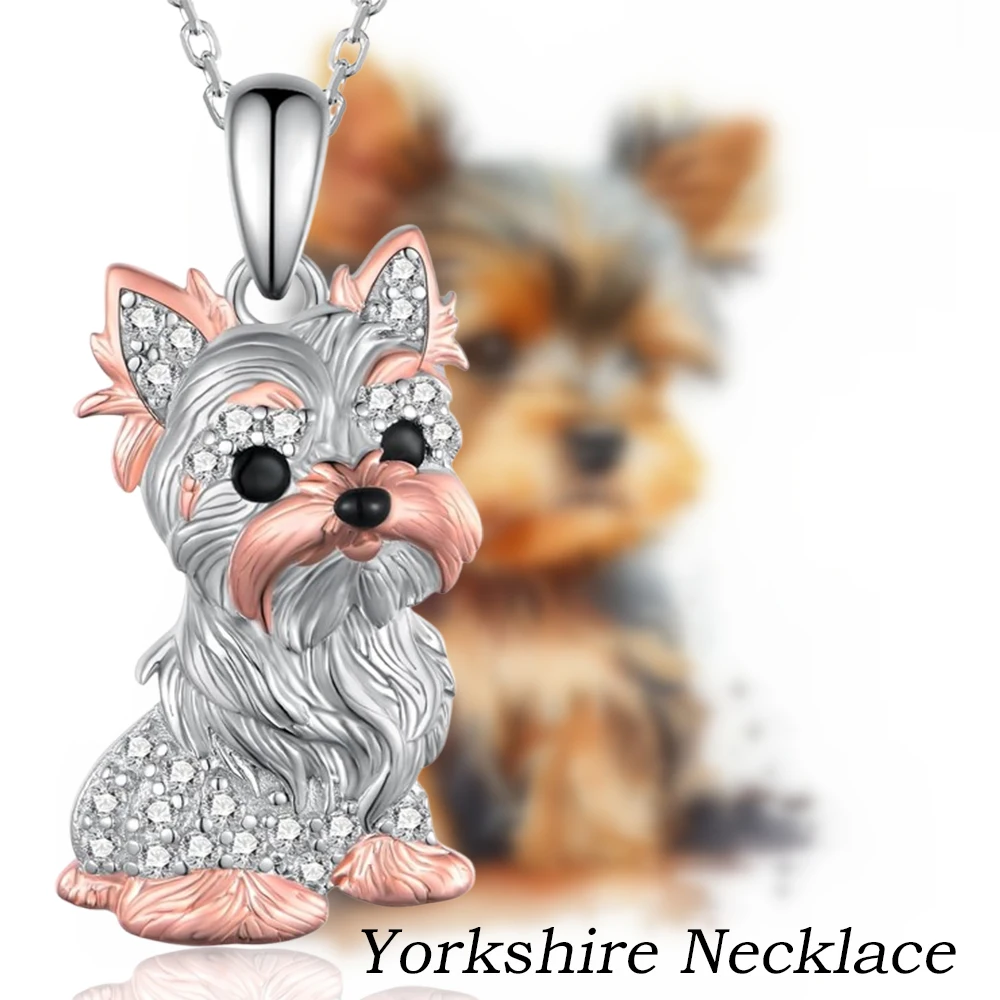 1Pc Cute Two-color Yorkshire Pendant Necklace Exquisite Women\'s Cartoon Pet Dog Memorial Jewelry Accessories Gift for Dog Lovers