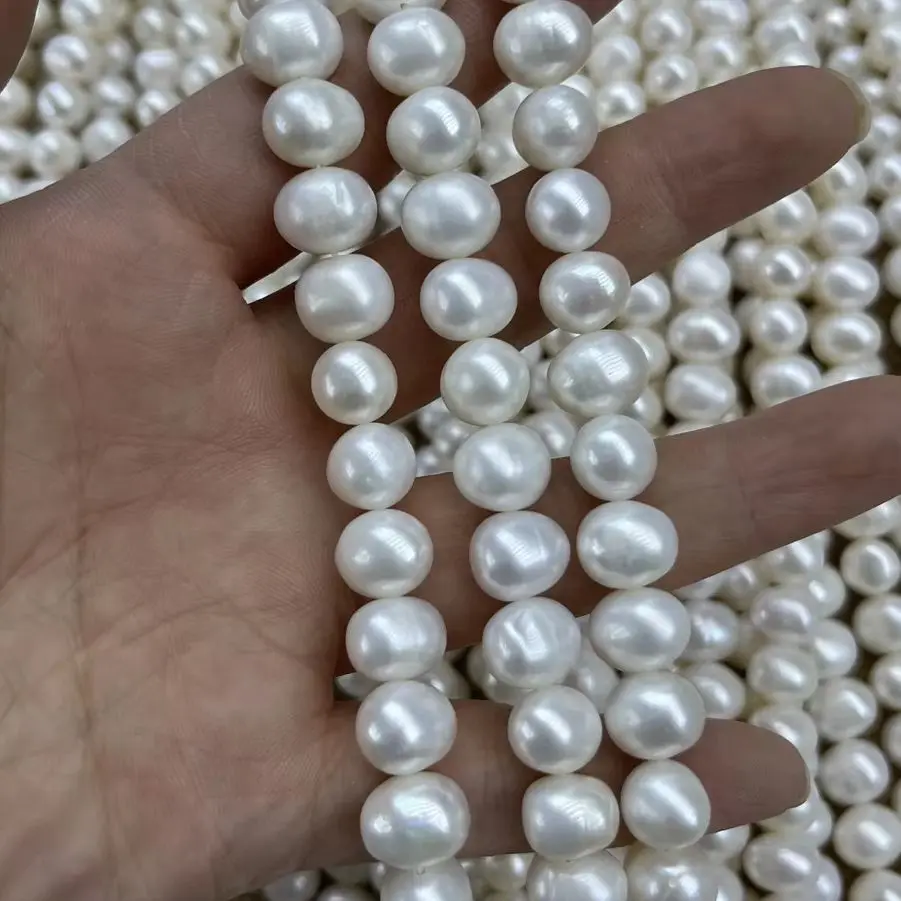 

9-10mm5A Natural Freshwater White Round Pearl Isolated Loose Bead Jewelry Make DIY Necklace Bracelet Accessories Wedding Women