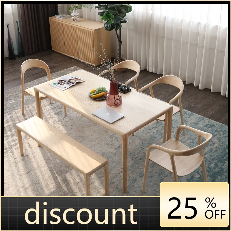 

LMM rectangular log dining table Japanese-style simple all-solid wood restaurant household small apartment