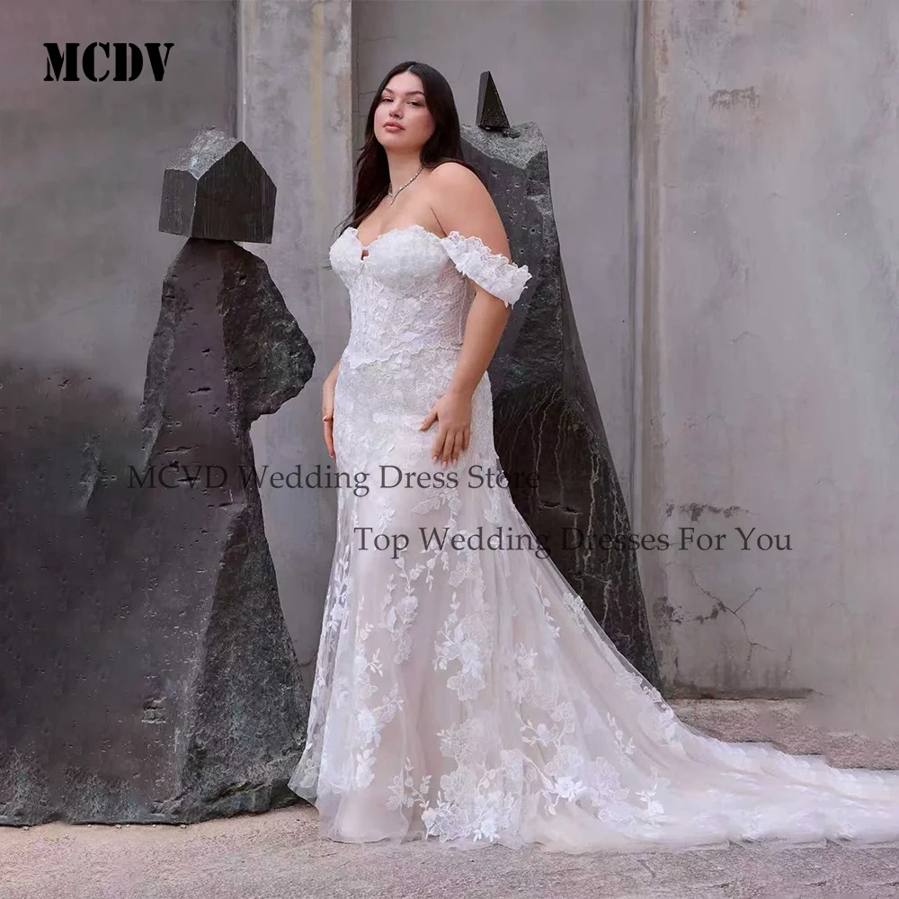 

MCDV Sweetheart Mermaid Plus Size Wedding Dress 2026 Tulle Off Shoulder Wedding Gown Customzied vestidos de noviarobe de mariée