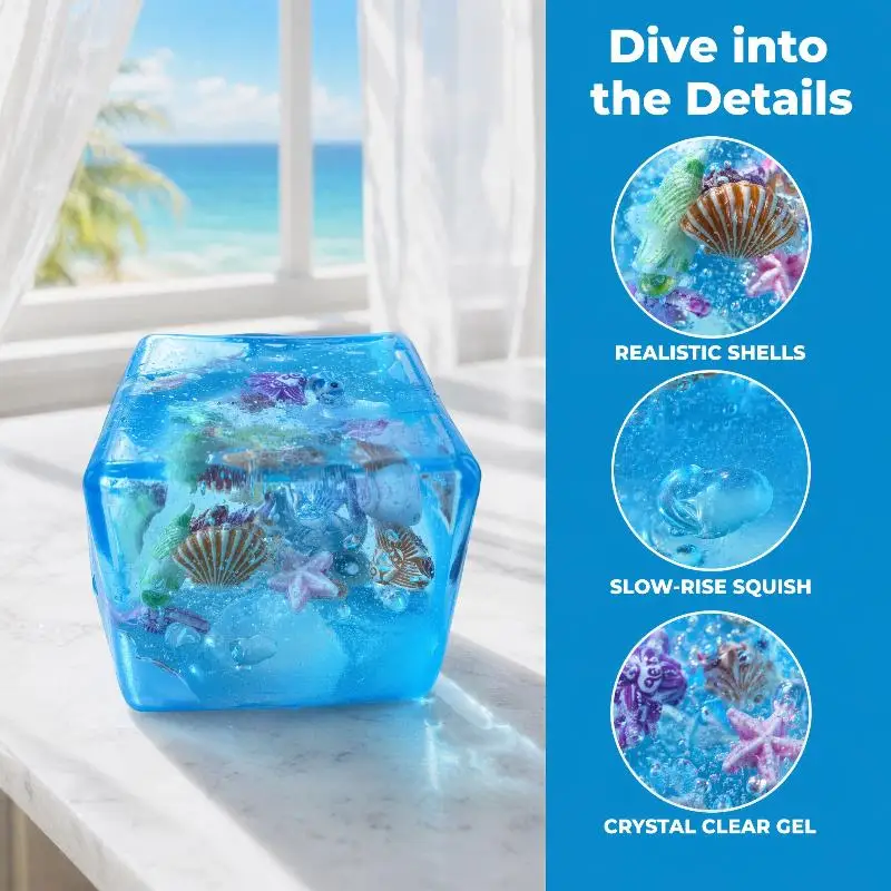 Taba  Stress Balls Cube - Ocean Sensory Fidget Toy Slow Rise  Toys For Kids And Adults Squeeze Relax Gift