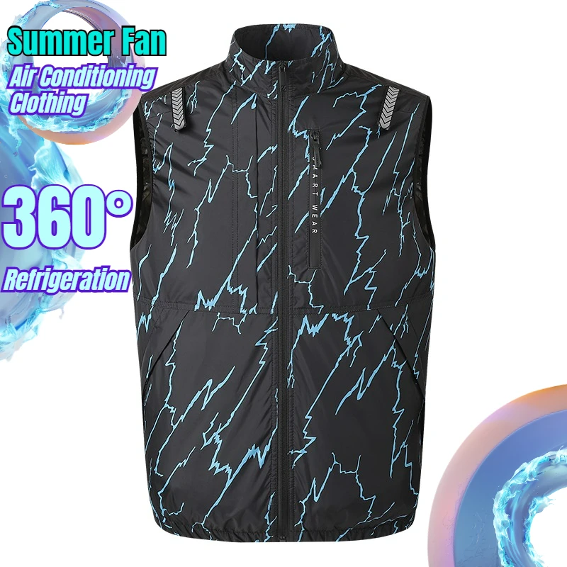 

Men Cooling Fan Vest Summer New Air Conditioning Clothing Fishing Camo Jacket Usb Charging Refrigeration Work Sleeveless Coat