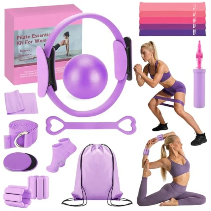 

Pilates Kit for Home Workouts Pilates Equipment Set with Ring Ball Resistance Bands Pilates Accessories Pilates Essentials Kit
