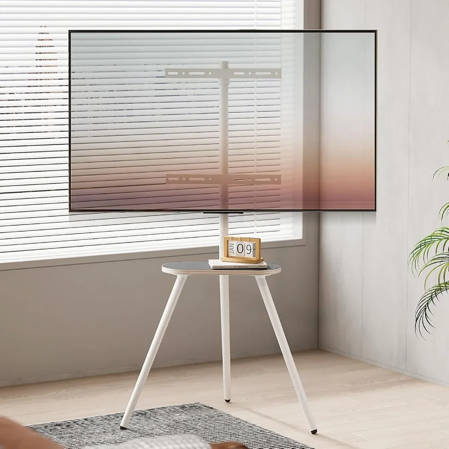 

Height Adjustable and Swivel TV Stand for 43 to 65 Inch LCD LED Screens Portable Floor Stand with Wooden Tray for Bedroom Livin