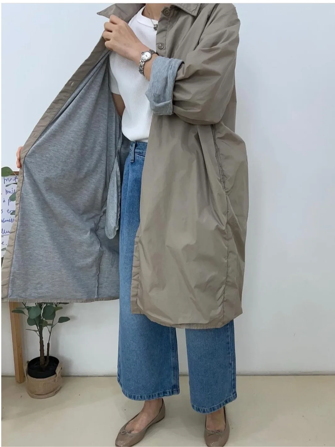 Korean Sle Retro Versatile Mid-Length Coat Jaet Women's Commute Sle Long Sve Faionable Outerwear for All Seasons