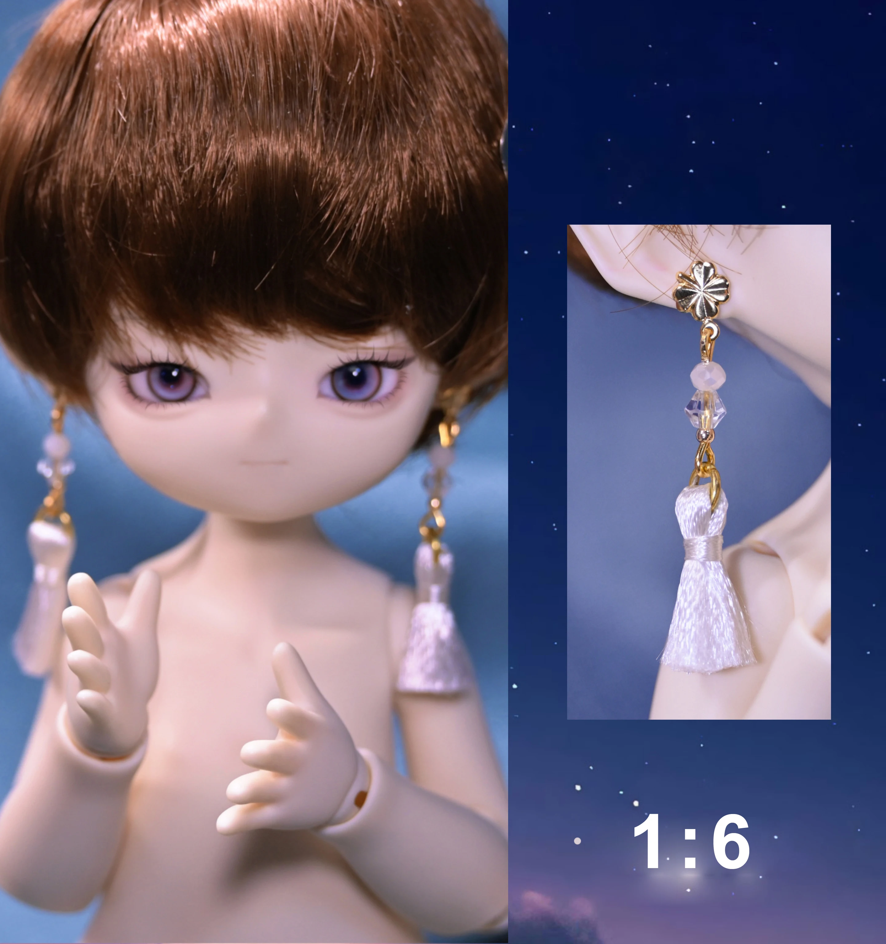 D04-A930เด็กของเล่น1/4 1/3 BJD ลุง SD ตุ๊กตา Photo Props Accessories ตกแต่งพู่สีสันต่างหู1คู่