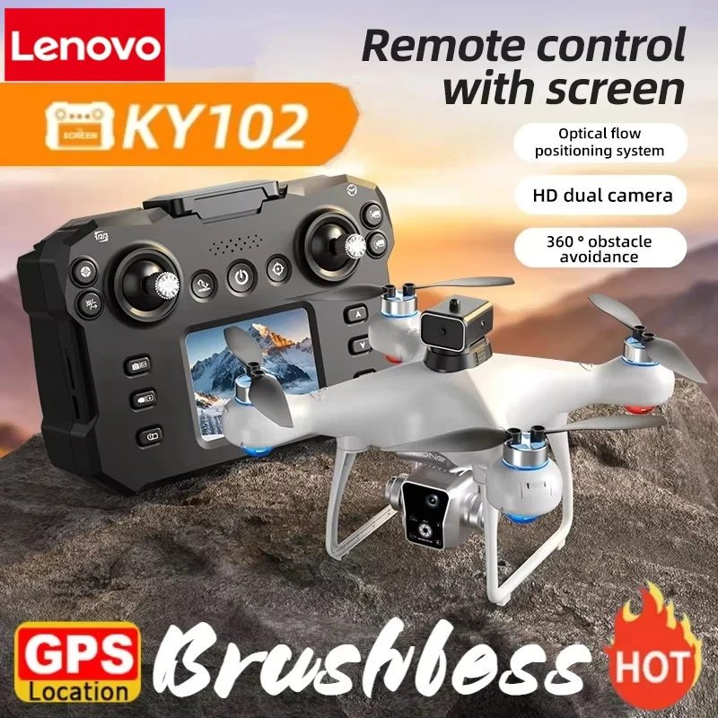 

Дрон Lenovo KY102 MAX профессиональный, 8K, с двойной HD-камерой, управлением с экрана, бесщеточным двигателем, обходом препятствий, радиоуправляемый квадрокоптер