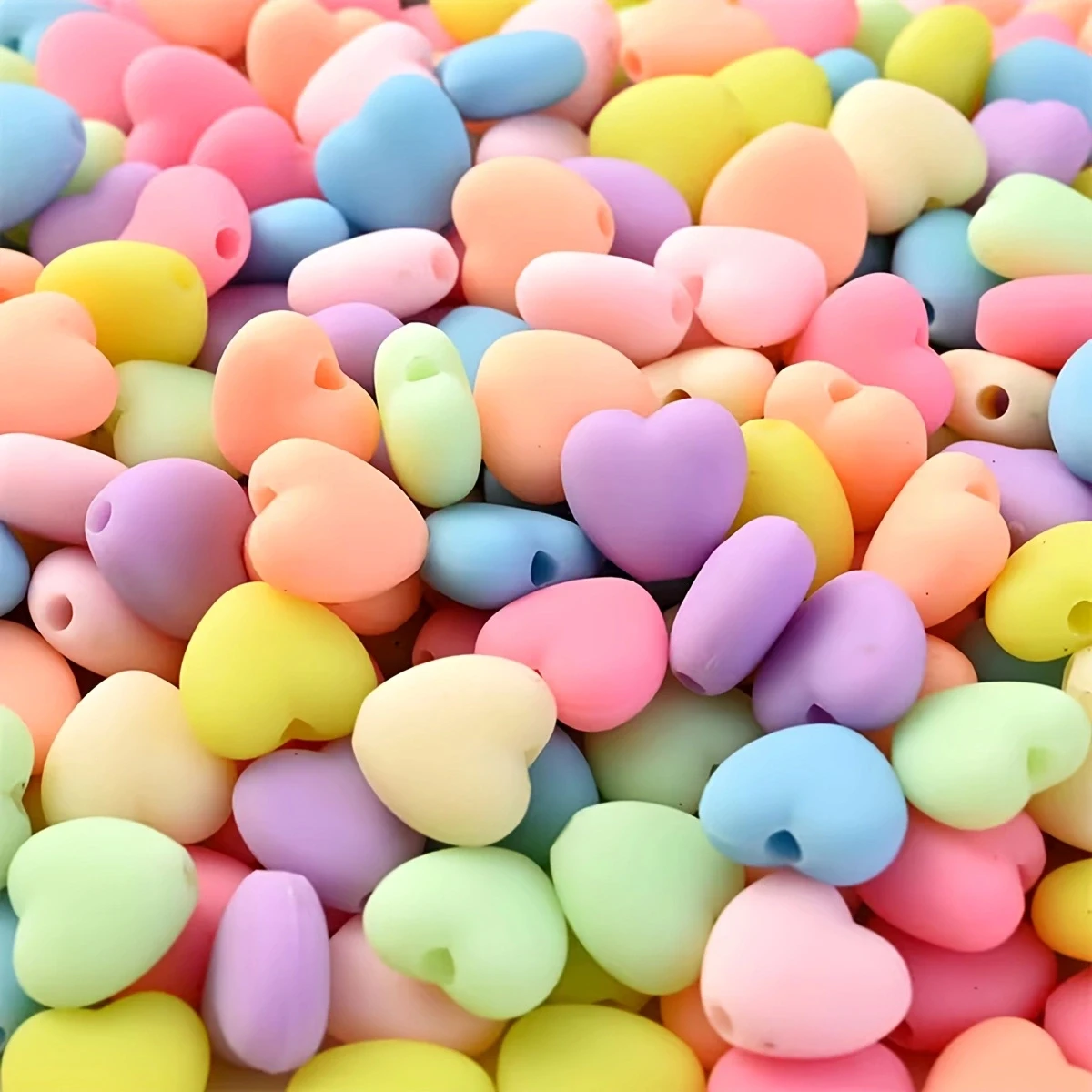 12*11mm 180pcs 3 Colors Mixed Matching Heart-Shaped Beads ,UV, Matte, Glossy Effect, Loose Spacer Acrylic Beads For DIY Making