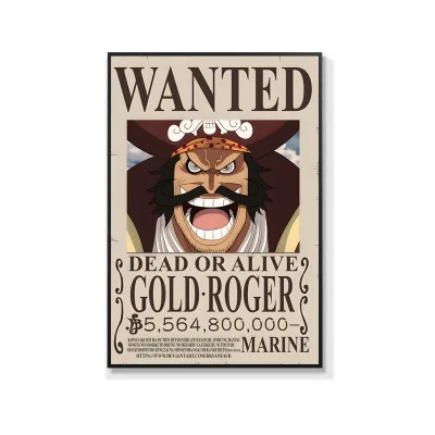 One Piece Wanted Bounty Canvas Painting, Anime Straw Hat Crew Poster, Vintage Wall Hanging Art for Living Room Bedroom Intern