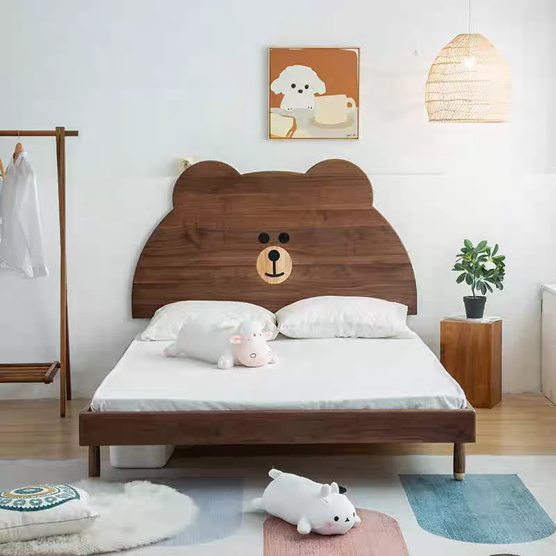 

House Europe Wooden Kids Bed Comforter Nordic Single Princess Baby Bed Toddler Modern Style Lit Pour Enfants Kids Furniture