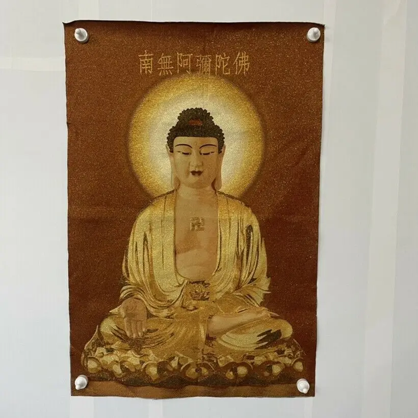 

Old Chinese Silk Embroidery Painting Tang Ka Mural "Shakyamuni Buddha"