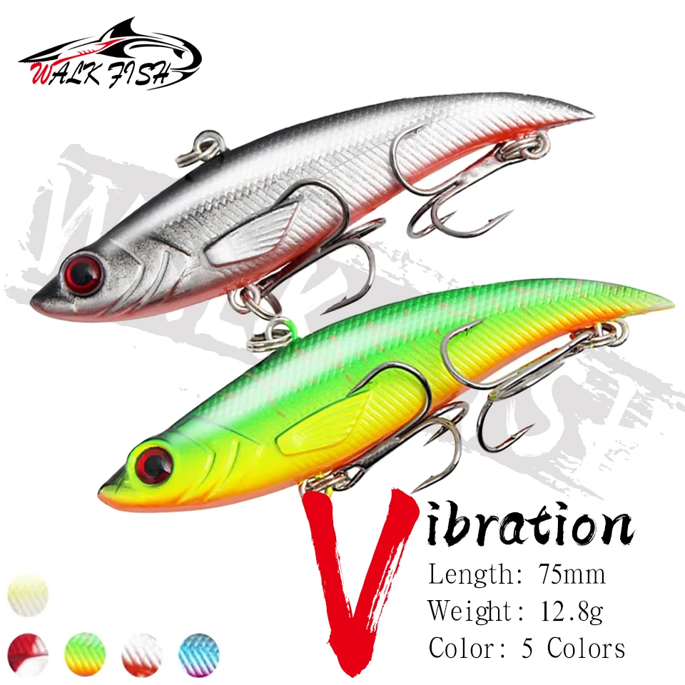WALK FISH 7.5c 12.8g Vibrations-Angelköder für Weitwürfe, Tauchfähiger Köder in Fünf Farben, Bass-Köder für Alle Schwimmschichten, Forellenköder