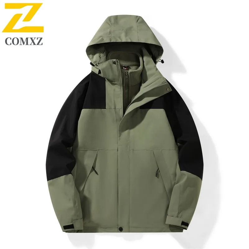 

COMXZ Men Biker Jacket High Quality Windproof Waterproof Ski Camping Travel Coat Climbing Breathable Scratch Resistant Outerwear