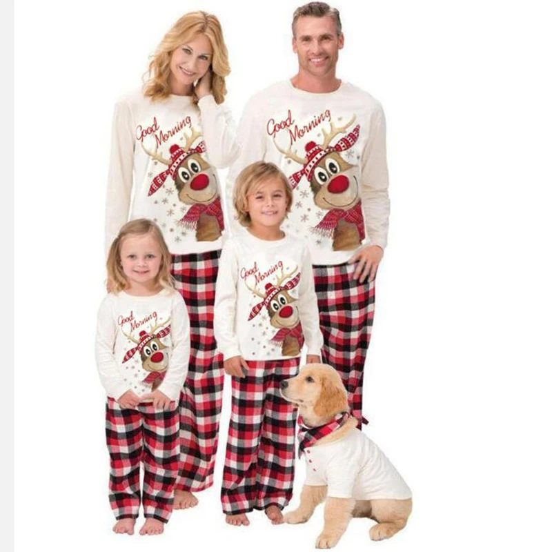 2024 Christmas Pajamas Outfits Family Mother Father Kids Matching Clothes Look Mommy And Me New Year\'s Costumes Pyjamas Deer