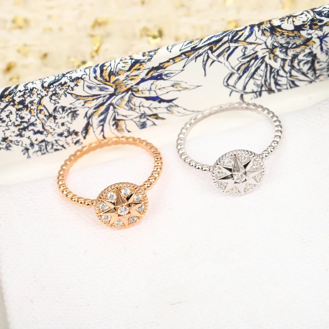 

Europe Top Quality Diamond Crystal Rose Gold Silver Luxury Ring Women Designer Jewelry Trendy