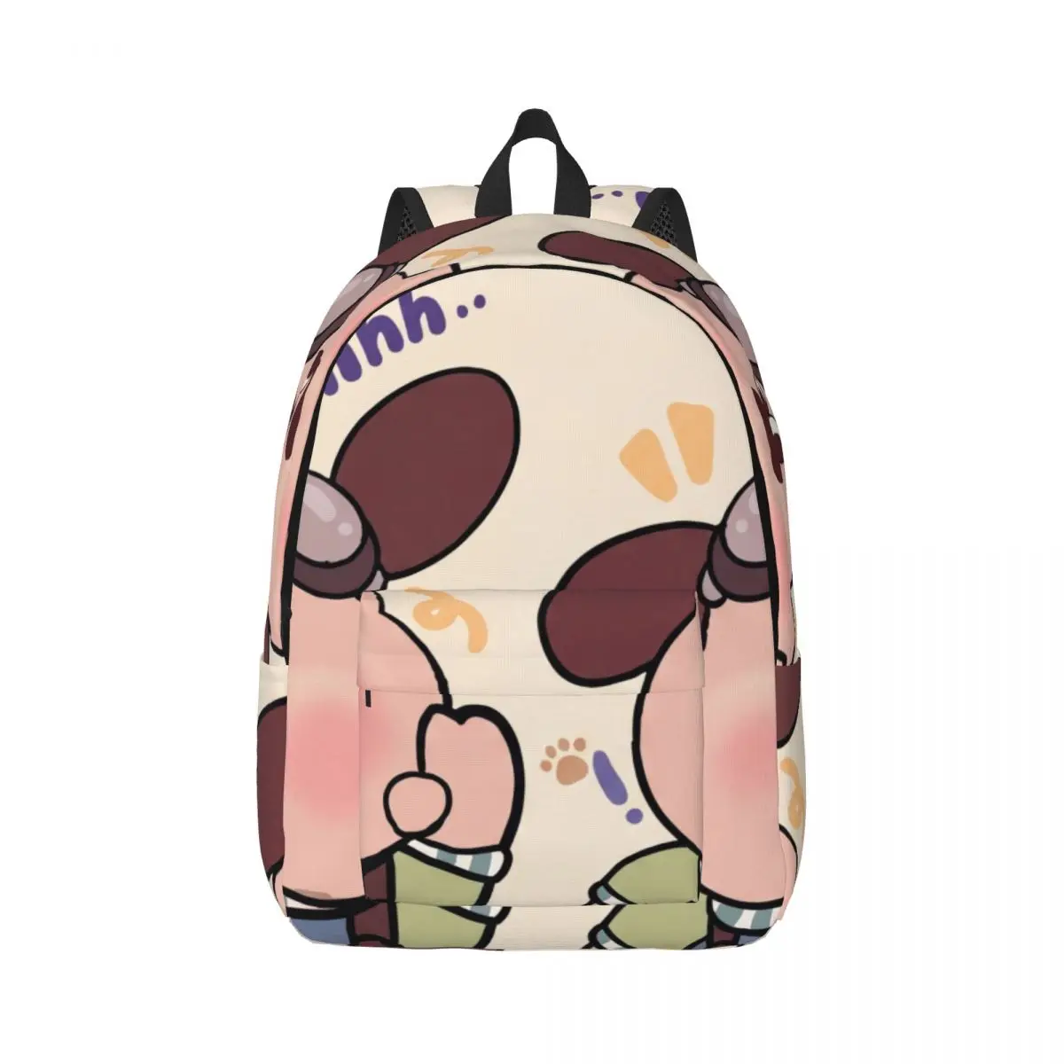 Fresh Student Backpack Center Dog Overalls Cute Cartoon Cream Blue White Casual Daypack for School Daily Convention Sweet Custom