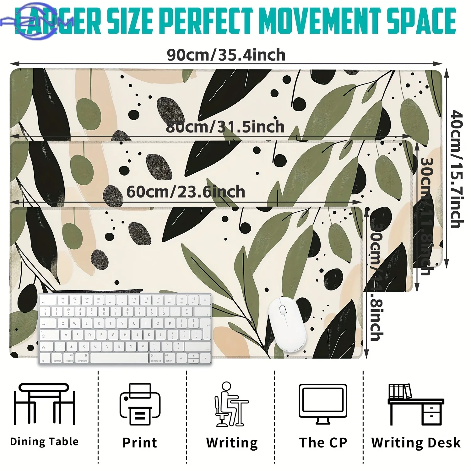 Large Gaming Mouse Pad, Olive Branch Pattern Desk Pad Desk Mat,Office Keyboard Pad Non-Slip Computer Mouse Pad for Work,Game,Off