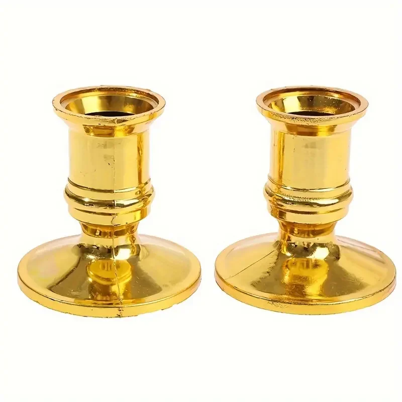 6pcs Candlestick Electronic Led Candle Lamp Smokeless Simulated Flame Head Candle Holder Church Wedding Decoration Golden Silver