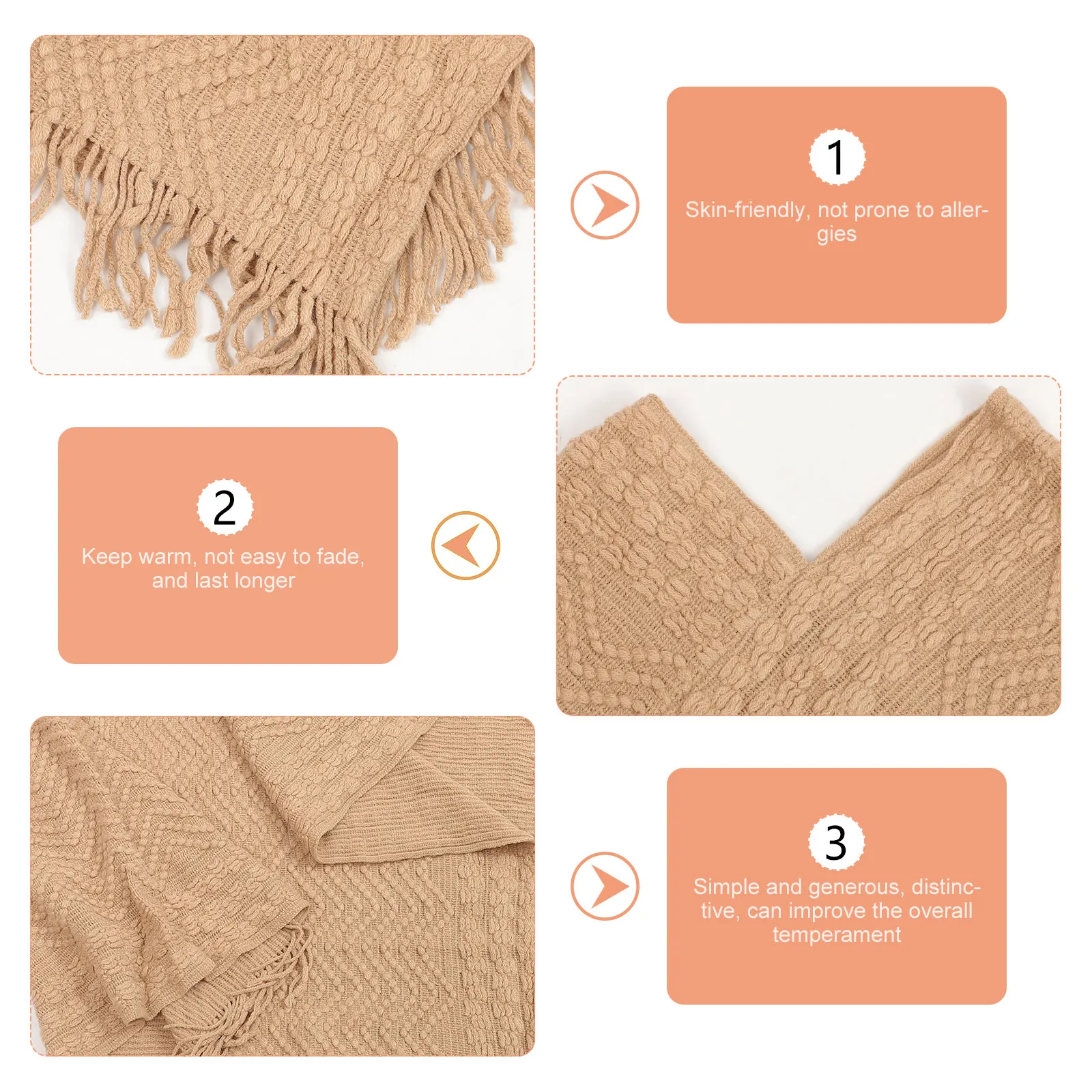 

Warm Knitted Shawl Wrap Sweater for Women Winter Large Fashion Poncho Keep Warm One Size Fits Most Simple