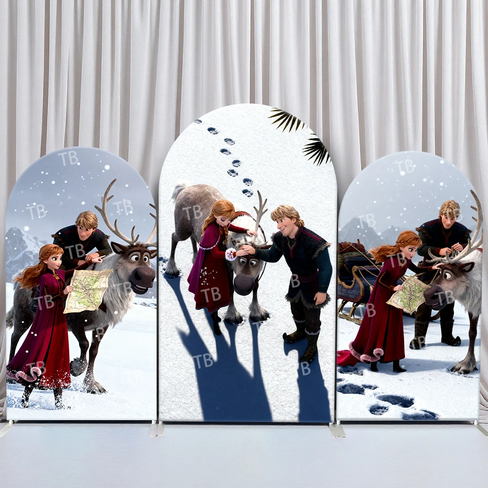 

Фон TB Frozen Arch, чехол на день рождения и детский душ, снежное приключение, тема взаимодействия с оленями Анны для детей, фотобудка