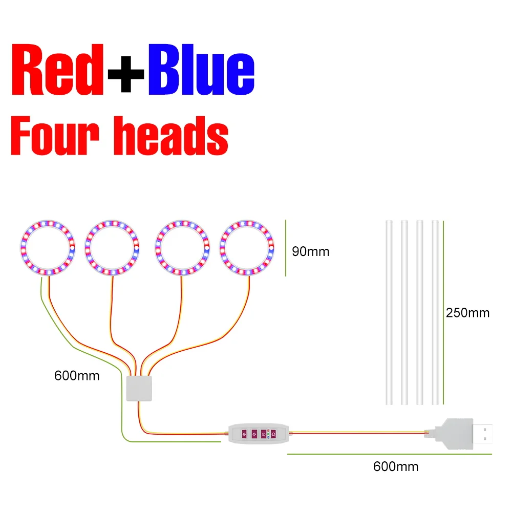 LED Indoor Kweeklampen Volledige Spectrum Zaad Bloem Succulente Potplanten Teelt Lamp USB DC5V Dimbaar Met Timing Functie