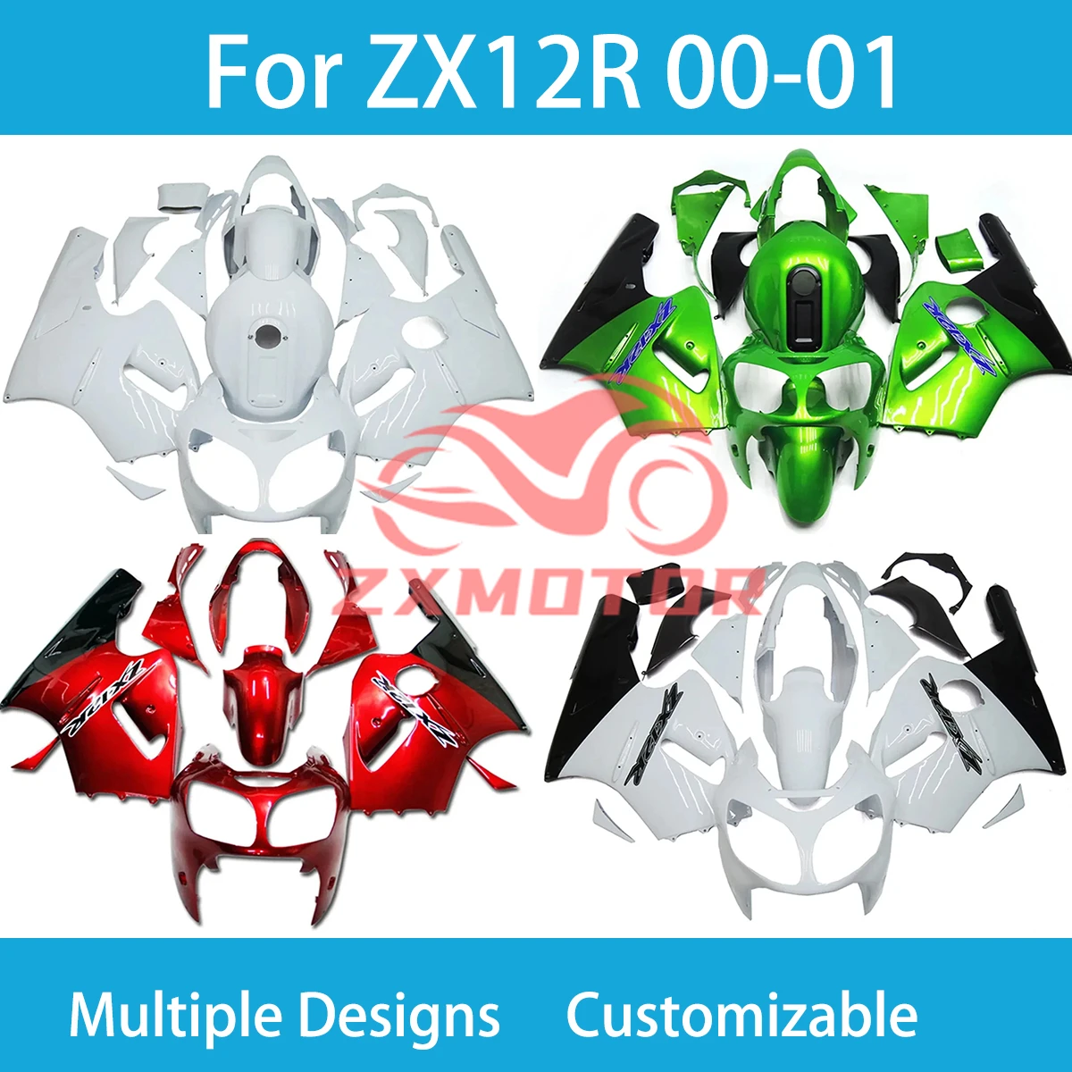 

ZX12R 2000 2001 Cool Fairing Kit for KAWASAKI ZX 12R 00 01 Motorcycle Racing Customized ABS Plastic High Quality Fairings
