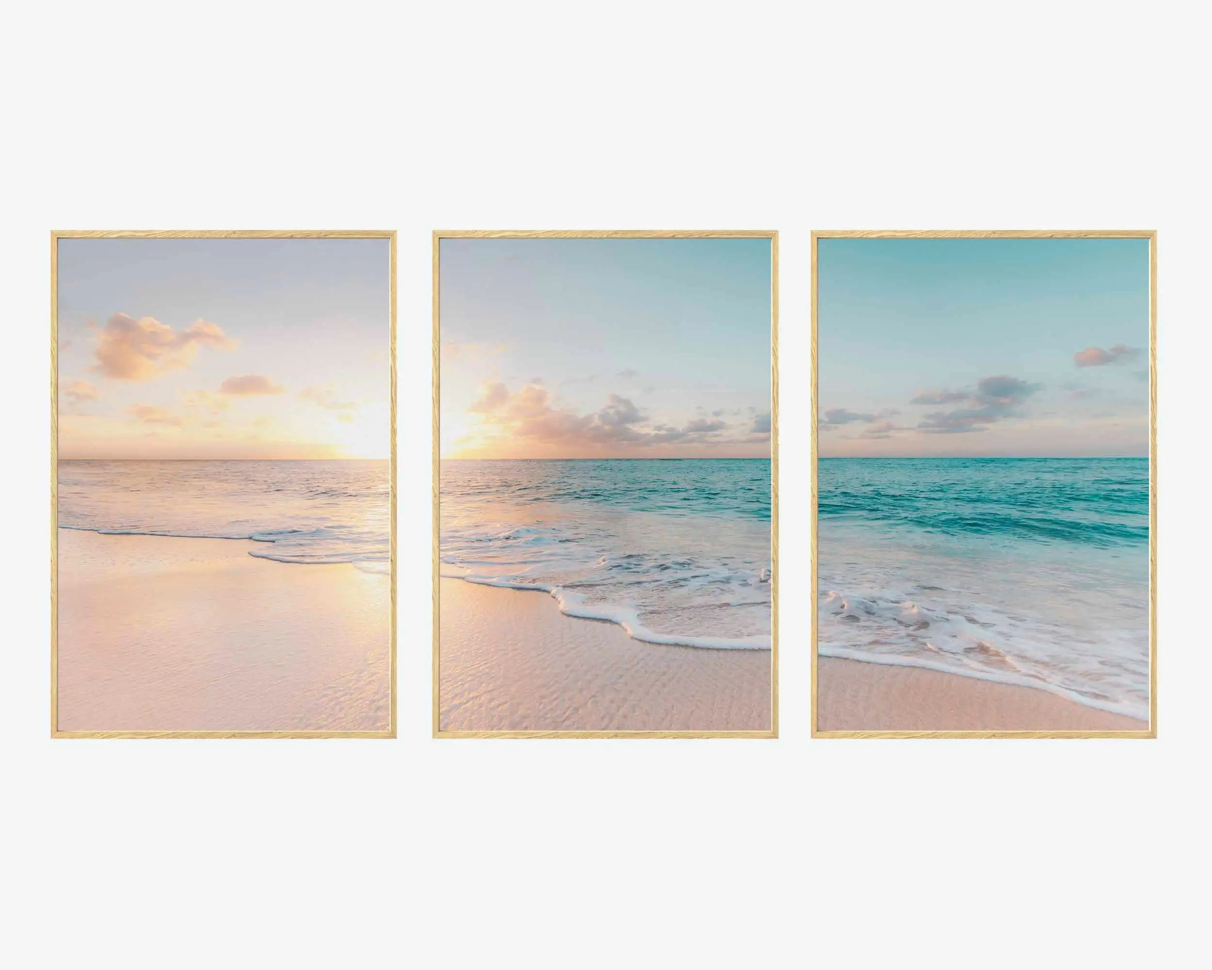 3PCS Large-sized frameless canvas paintings,frameless Canvas Painting Set of 3, Waves Print, Beach Wall Art,Ocean Print,Beach Pr