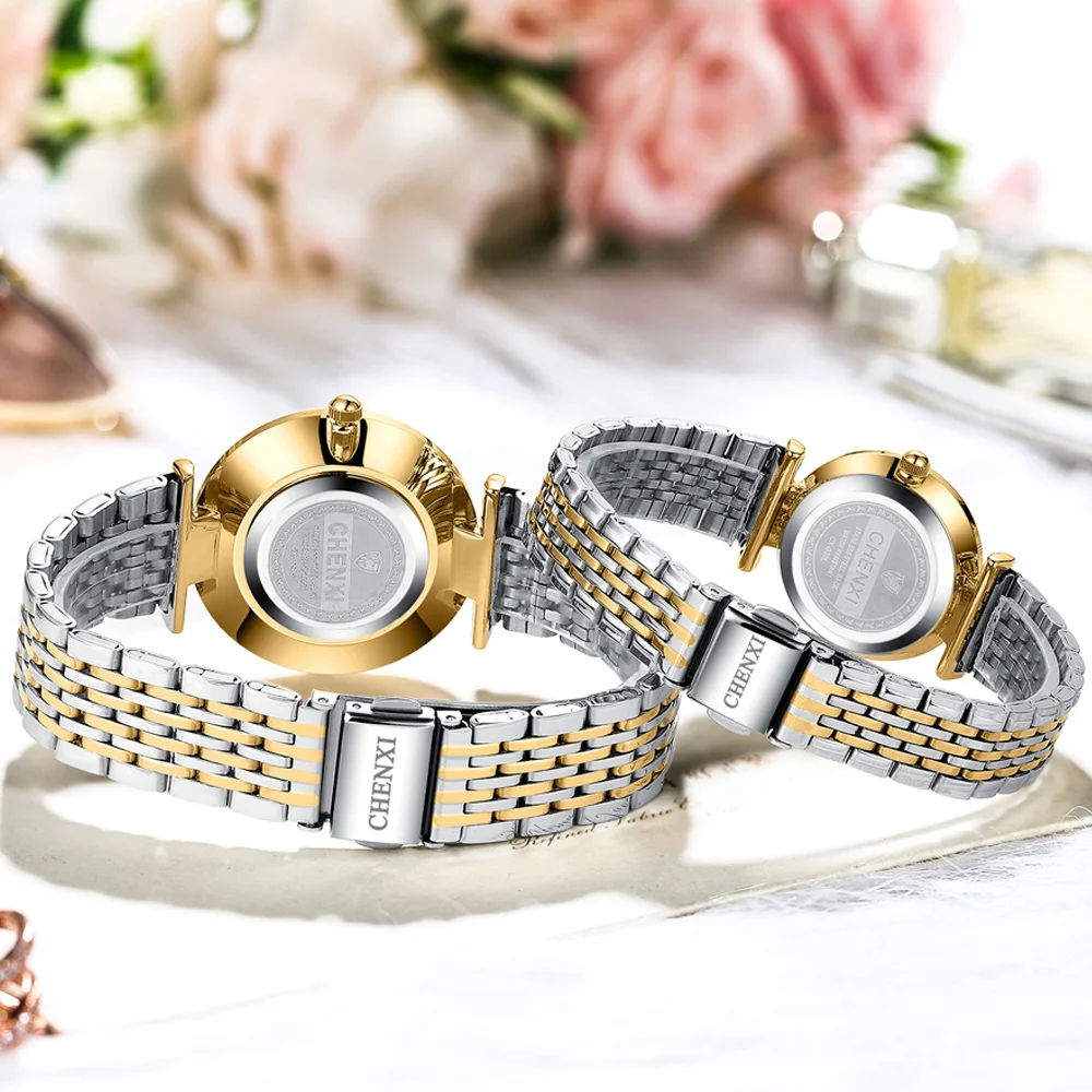 CHENXI 072A Couple Watches Steel Luxury Waterproof Date Quartz Sport Casual Business Quartz Wrist Watch Gift Clock Men and Women