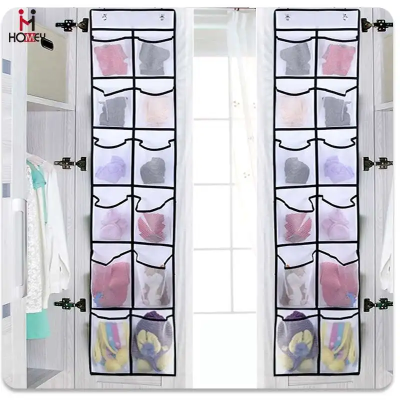 12 Compartments Behind The Door Shoe Storage Hanging Bag Mesh Pocket Slippers Organizing Non-woven Storage Bag G588