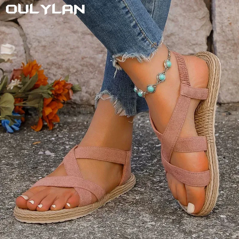 Features Trend Anti-slip Wear-resistant Soft Soled Flat Sandals Ultralight Women's Sandals Fashion Solid Color