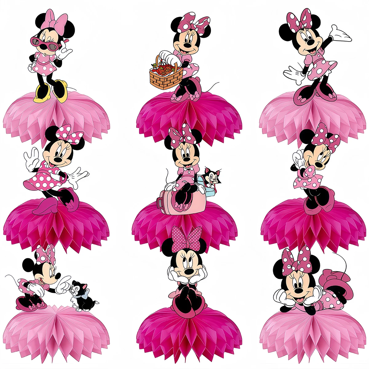 Minnie Mouse Honeycomb Centerpieces Cartoon Birthday Table Decorations Party Supplies Photo Props Gift