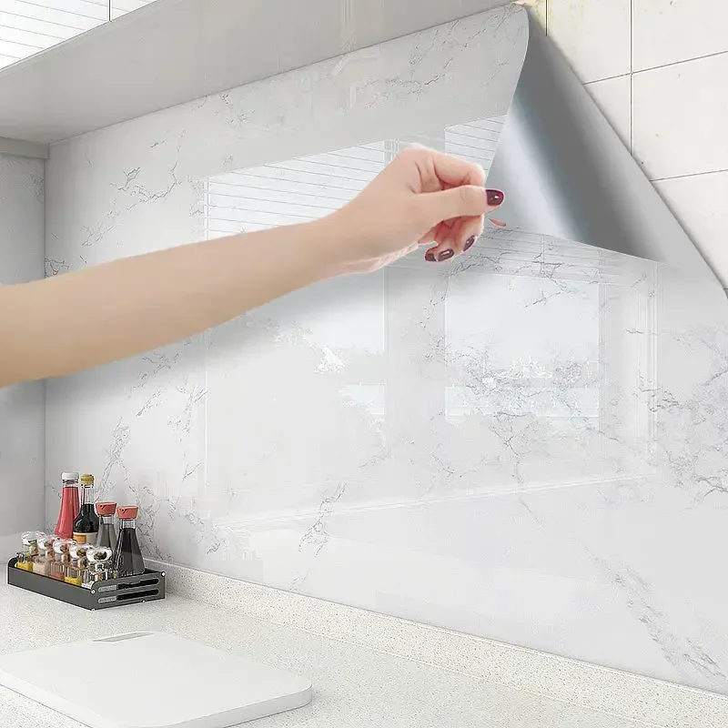 Kitchen countertop cabinet waterproof white sticker oil resistant bathroom decoration adhesive wall sticker