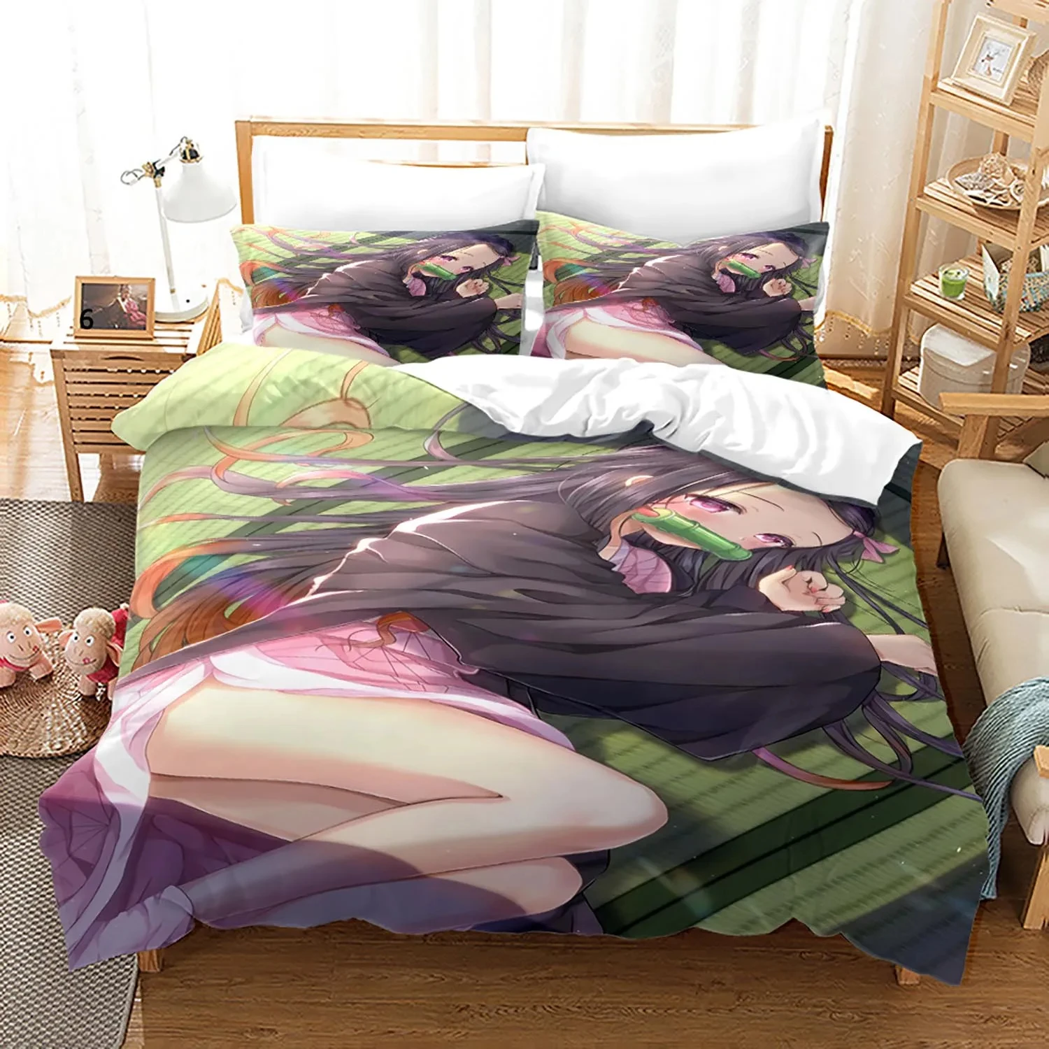 3D Print Demon Slayer Anime Bedding Set Double Twin King Duvet Cover Comforter Pillowcase Boys Girls Adults Bedroom