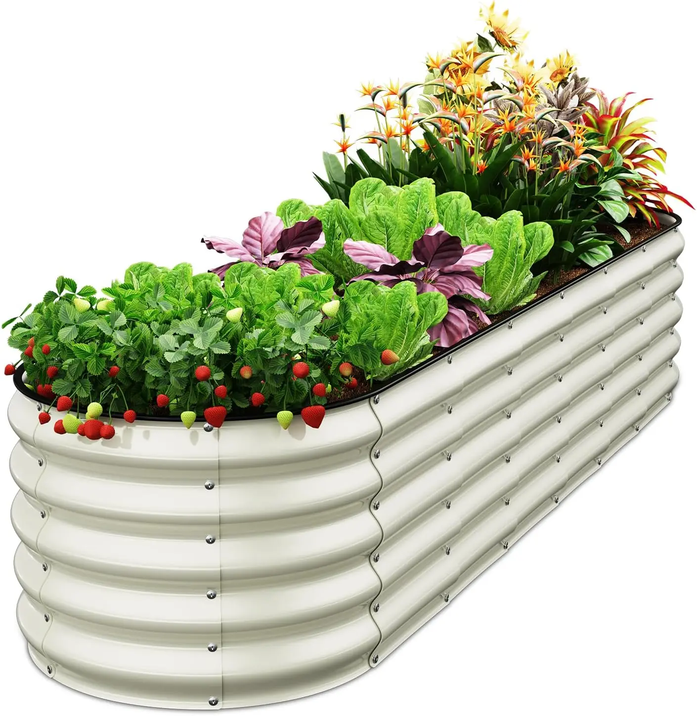 

Raised Bed 7 in 1 Large Metal Planter Box for Outdoor Gardening, 18” Garden Bed for Vegetables Flower Herb