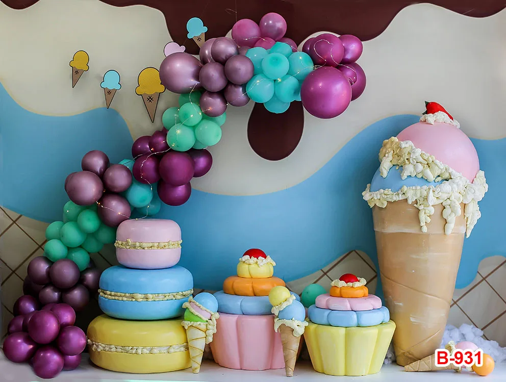 Ice Cream Truck Shop Balloons Party Background Ice Cream 1st Birthday Party Decorations for Girls Happy Birthday Pink Party