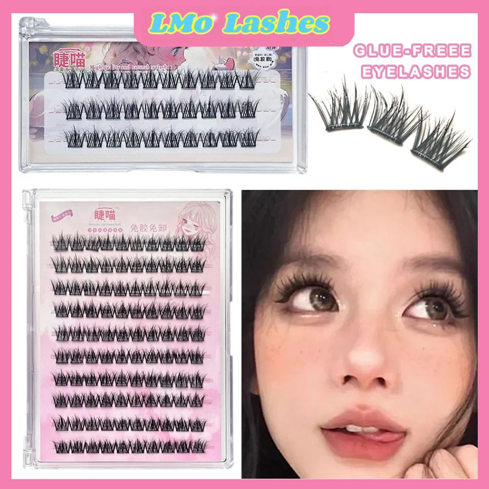 Ciglia finte visone segmentate 5D Ciglia finte autoadesive senza colla Estensioni individuali spesse naturali per il trucco quotidiano delle feste