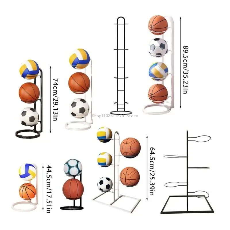  Football Display Stand Multilayer Ball Storage Shelf Rolling Ball Vertical Display Rack for Bedroom, Living Room, Garage
