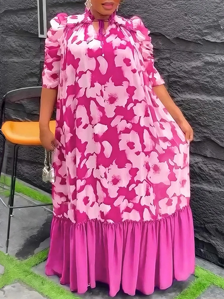 アフリカ Dashiki プリントシフォンドレスエレガントな女性のウェディングパーティーイブニングドレスドバイトルコカフタン誕生日ドレス女性服