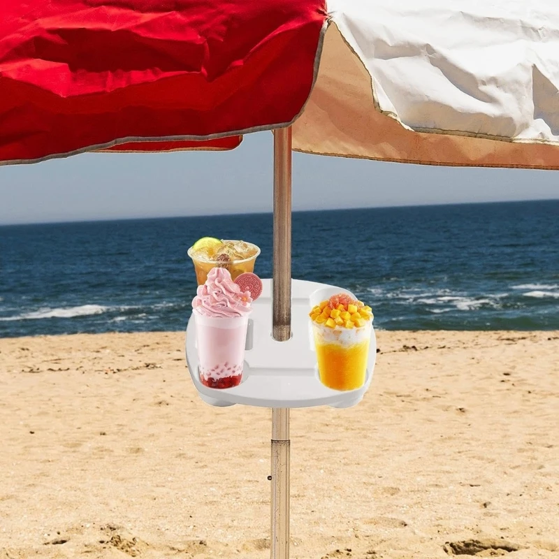 Beach Umbrella Table Trays with 4 Cup Holders Beach Snacks Drink Cup Holder Reusable for Camping Swimming Pool Picnic