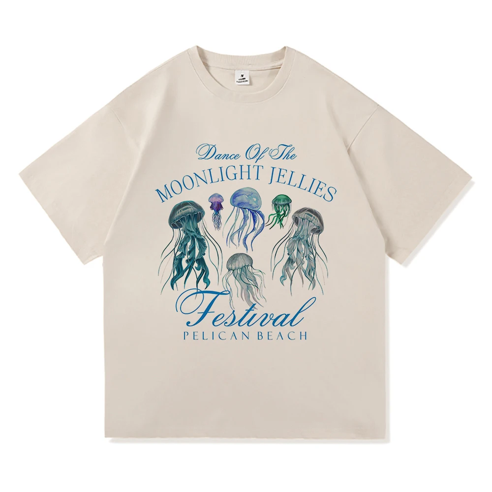 

Stardew Valley Moonlight Jellies Festival T Shirt Anime Men Clothing Harajuku Aesthetic Top Unisex High Quality Cotton Tee Shirt