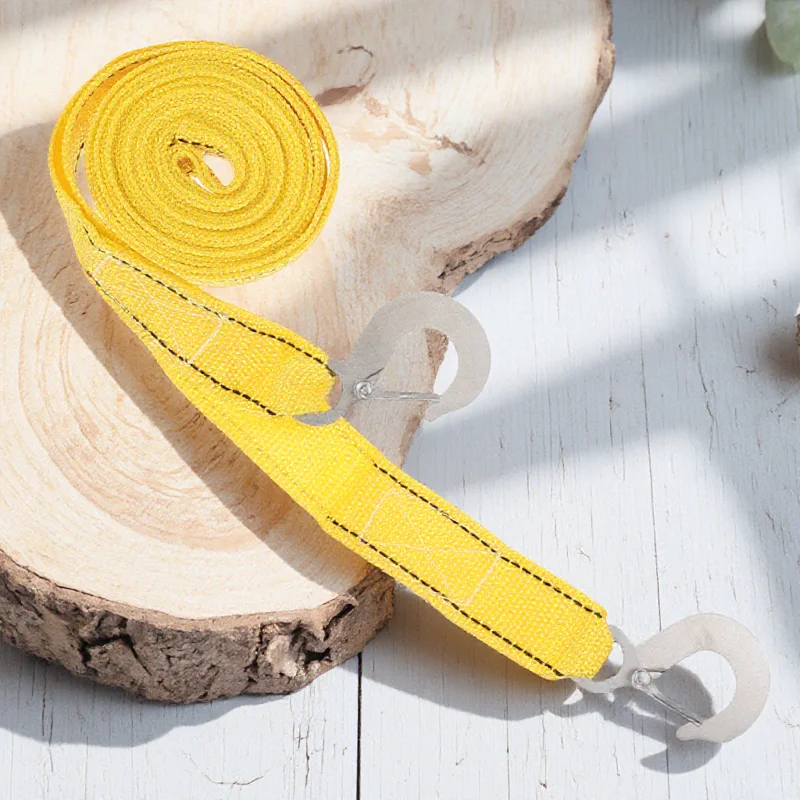 

Elastic 3T 4M Car Recovery Strap Short Ratchet Straps Hook Yellow Tow Chains Thickened Nylon Rope Vehicle Pulling