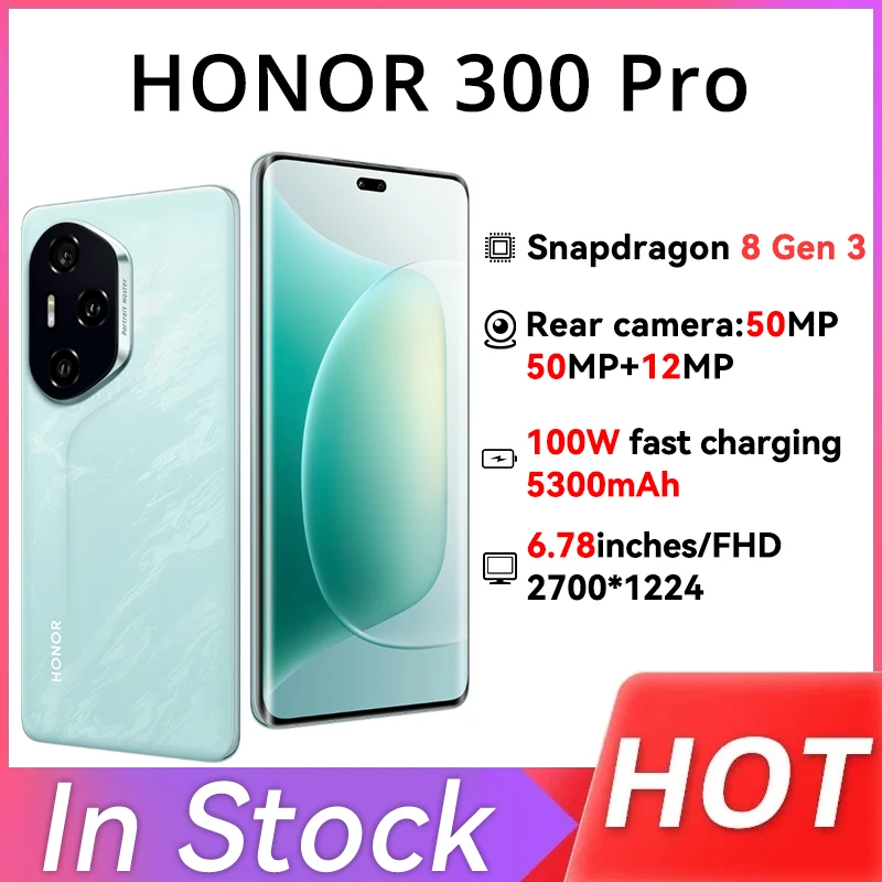 Original Honor 300 Pro Mobile Phone Snapdragon 8 Gen 3 50.0MP Camera 6.78