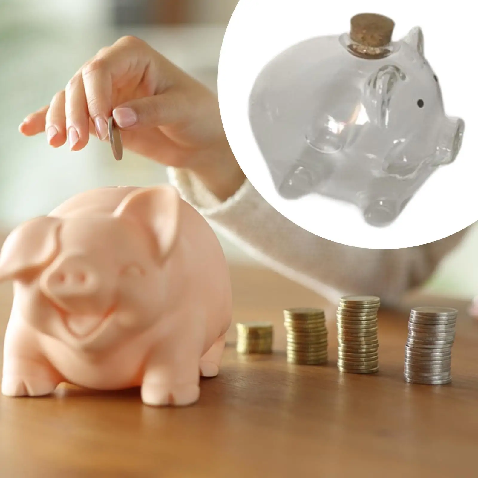 Glass Money Saving Jar Collection Glass Jar Decorative Transparent Pig Shaped Money Bank for Cabinet Home Decor