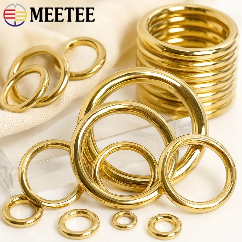 

5/10Pcs 8-51mm Solid Brass O Ring Buckle Round Loop for Pet Collar Webbing Belt Bag Strap Leather Craft Hardware Repair Parts